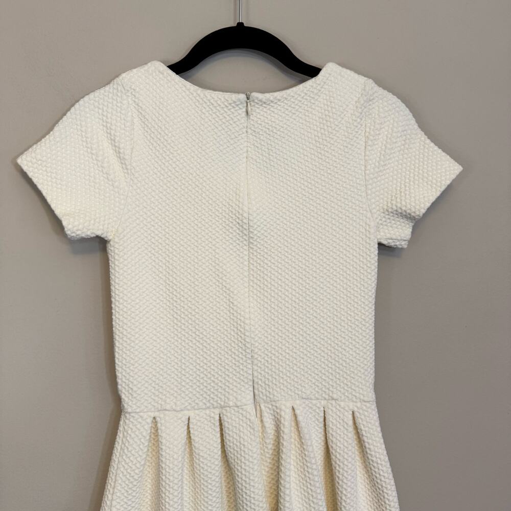 Anthropologie Ganni Textured Mini Dress Women S Cream Fit & Flare Short Sleeve - Picture 4 of 11